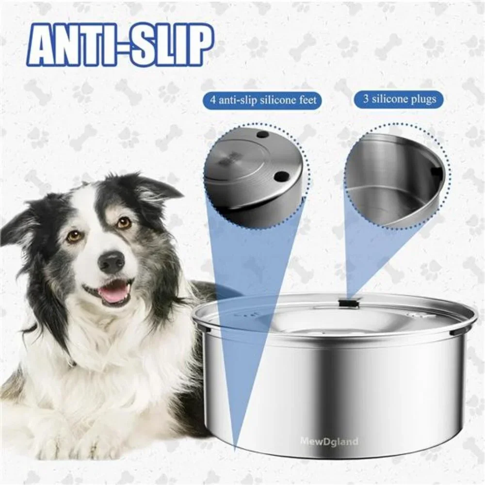 Dog Water Bowl, 3L Large no Spill Dog Bowls, Stainless Steel Bowl Dispenser
